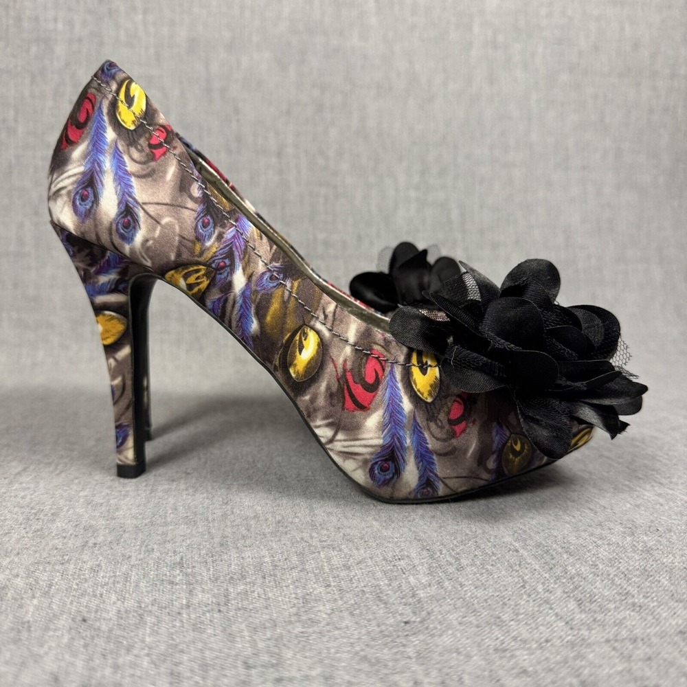 Dolce By Mojo Moxy Size 8.5 Open Toe‎ Peacock Multicolor High Heels Sexy